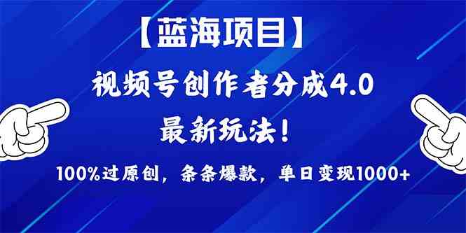 （9777期）2024蓝海项目视频号，最新方法， 100%过原创，条条爆款，单日变现1K+，…-网创联盟