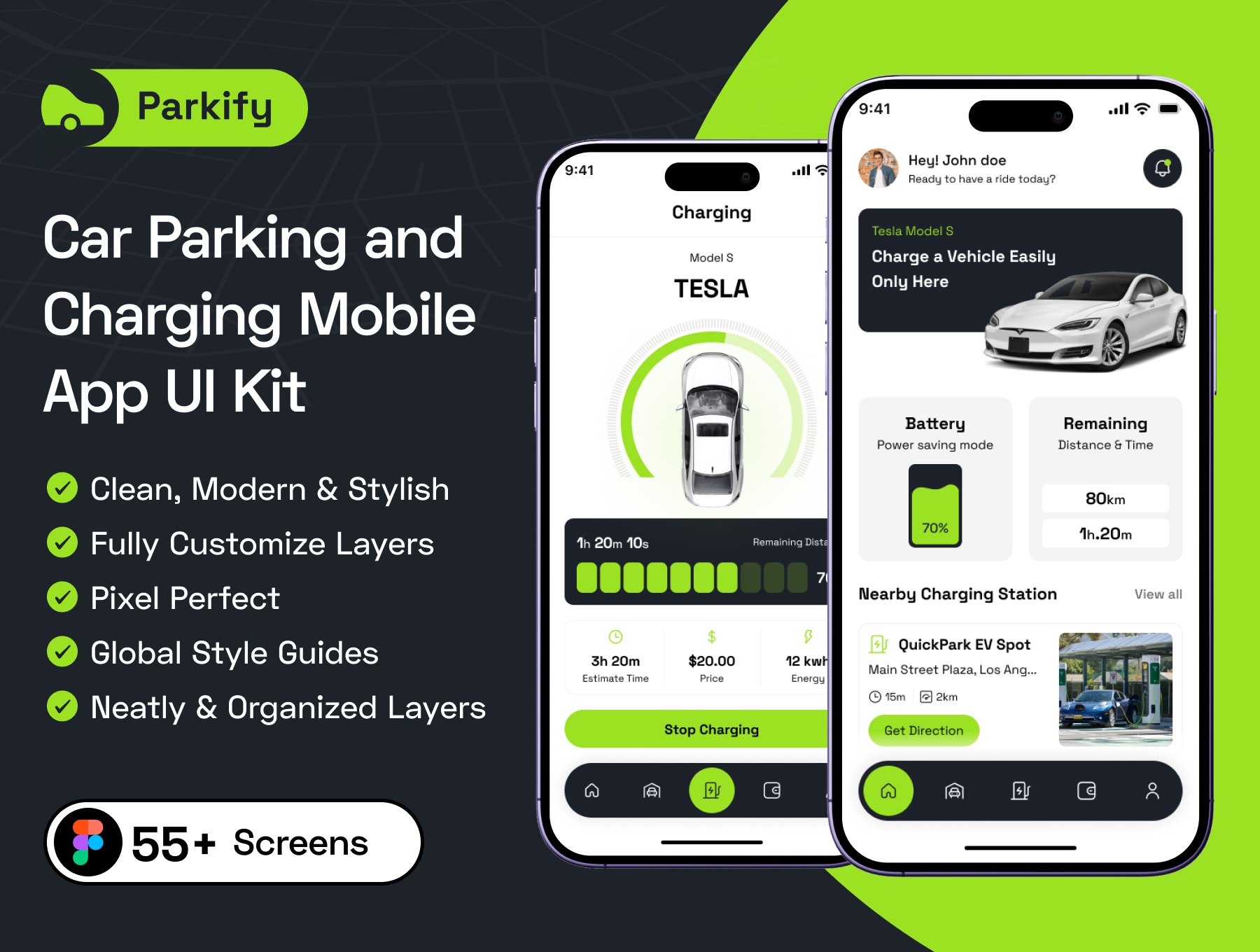 Parkify – 汽车停车和充电移动应用程序 UI 套件-网创联盟