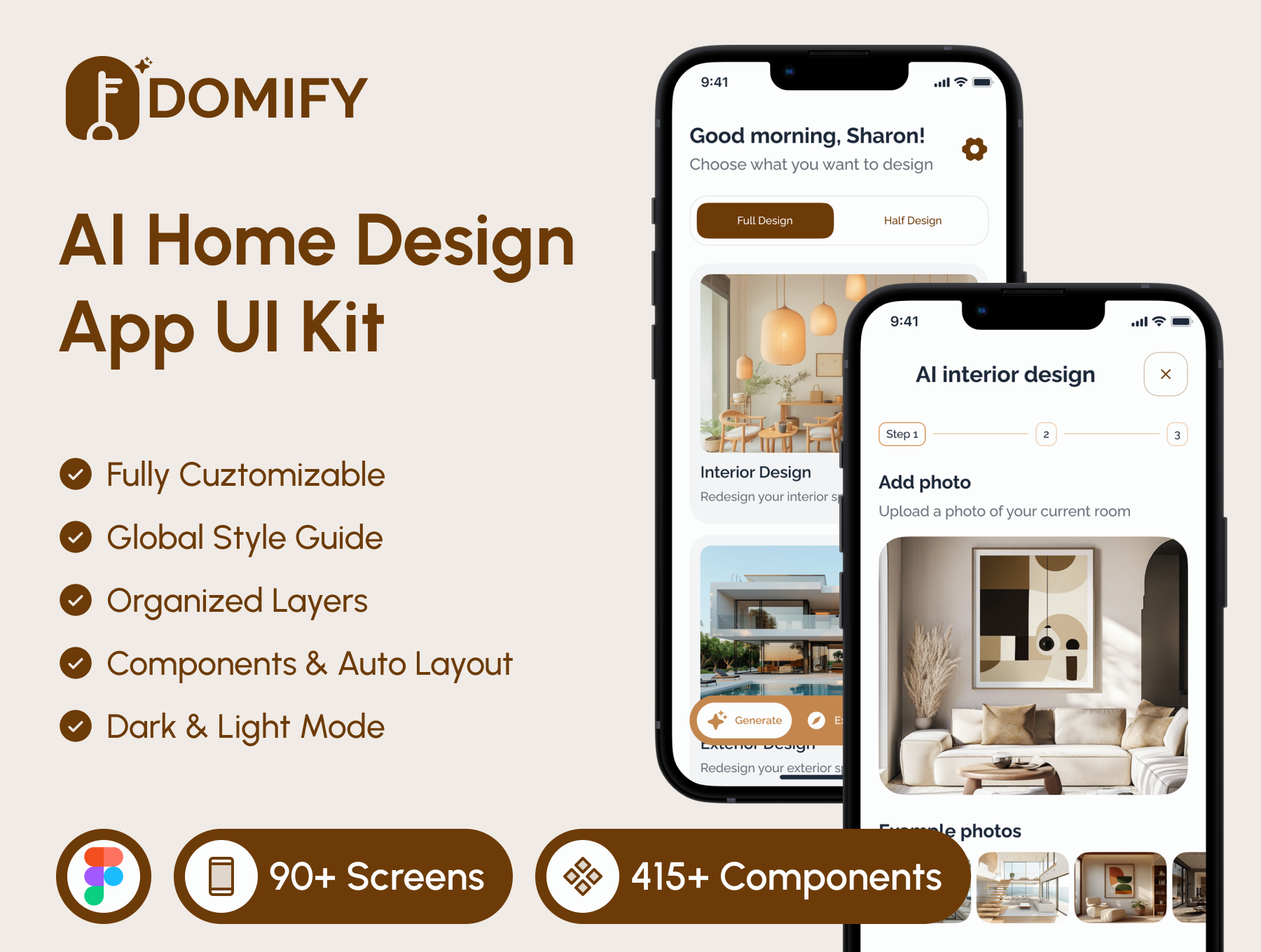 Domify – AI 家居设计 App UI 套件-网创联盟