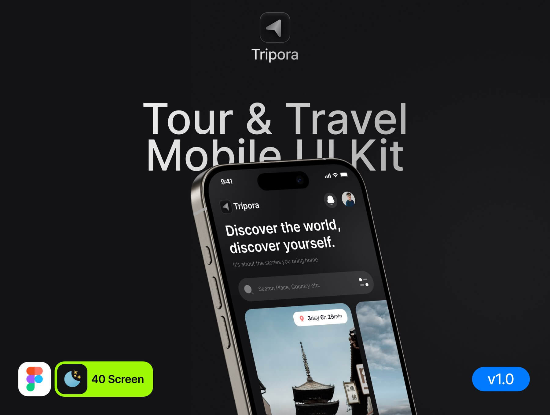 Tripora – 旅游和旅行移动应用程序 UI 套件-网创联盟