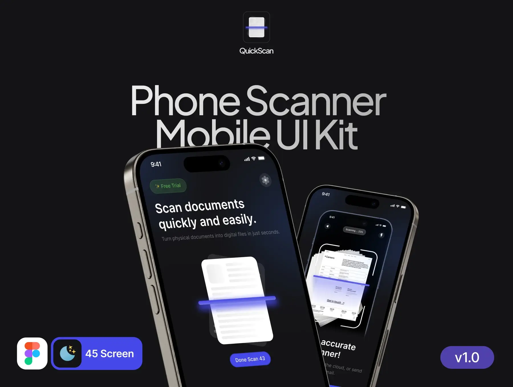 QuickScan – 手机扫描仪移动应用程序 UI 套件-网创联盟