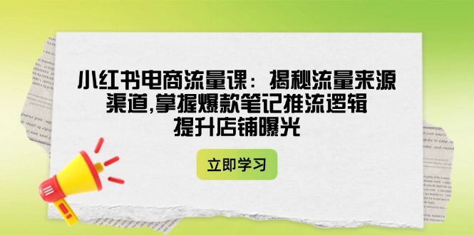 （14318期）小红书电商流量课：揭秘流量来源渠道,掌握爆款笔记推流逻辑,提升店铺曝光-网创联盟